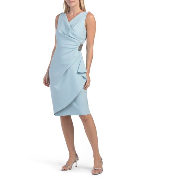 ALEX EVENINGS Blue Compression Side Ruched Dress - Picture 1 of 2